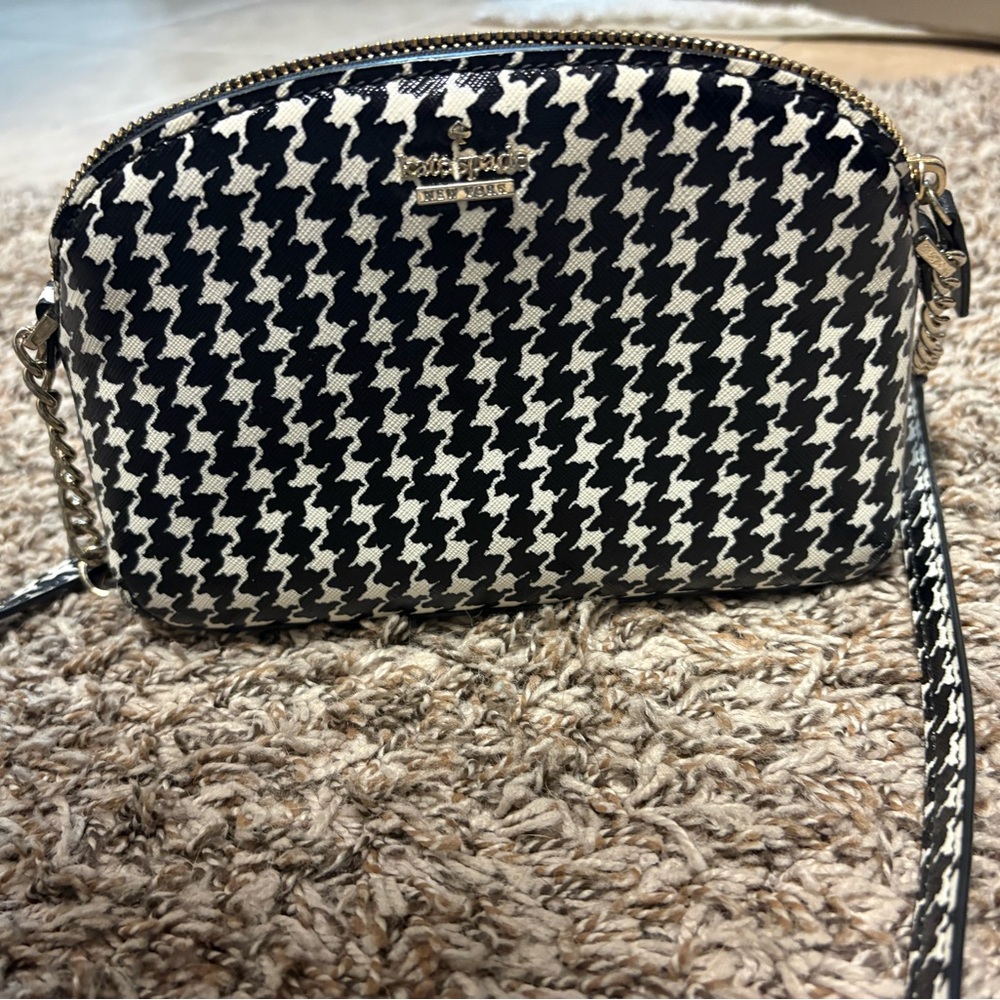 Kate Spade Houndstooth Crossbody Bag in Black and White